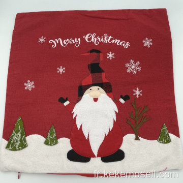 Mignon motif côté zipper couverture de coussin de Noël rouge